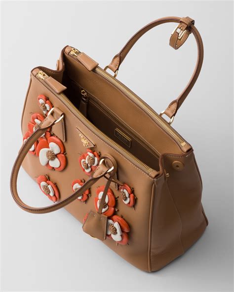 prada florlal handbags|Large Prada Galleria Leather Bag With Floral Appliqués.